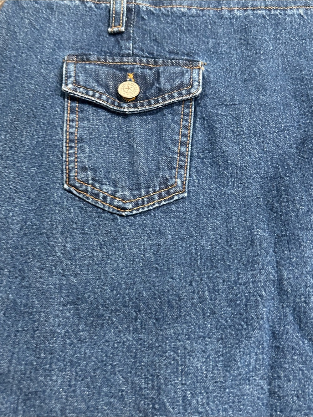 Vintage 90s Vivaldi Denim Midi Skirt Zip Back Size 8 Medium Wash Made In USA - Picture 3 of 6